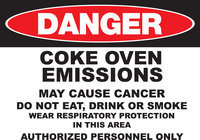 ZING Green Safety Eco GHS Sign, DANGER, Coke Emissions