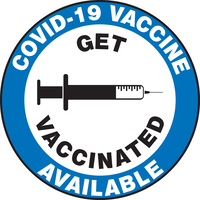 Adhesive Vinyl Vaccination Labels, 'COVID-19 Vaccine Available, Get Vaccinated', Accuform