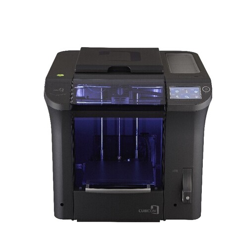 Cubicon single plus 3d printer, Multi-Material, Curriculum included, Improved automatic bed leveling, Convection heated enclosure, Coated, heated bed, Footprint: 554 x 579 x 524 mm, Build Volume: 240 x 190 x 200 mm, Layer Height: 50-300 microns, Nozzle Diameter: 0.40 mm, Filament Diameter: 1.75 mm