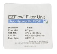 EZFlow® Syringe Filter, Hydrophilic PVDF, Sterile, Foxx Life Sciences