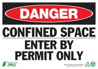ZING Green Safety Eco Safety Sign, DANGER Confined Space