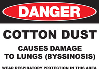 ZING Green Safety Eco GHS Sign, DANGER, Cotton Dust