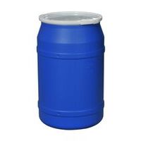 Lab Pack Open Head Poly Drum, 55 Gal, Plastic Lever-Lock, Blue, Dimensions, Exterior: 21in (53.3 cm) Top, 22.5in (57.2 cm) Bottom, 36.375in (92.4 cm) Height