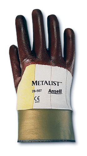 ActivArmr® 28-507 Kevlar® and Cotton-Lined Gloves with Palm Coating, Nitrile Safety Cuff, Ansell