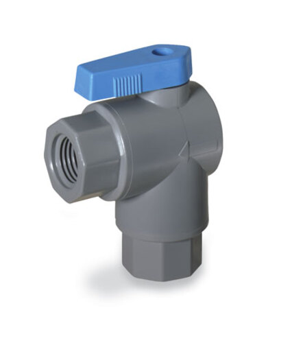 Masterflex® Ball valve, 2-way right angled, 1/4" NPT(F); PVC with EPDM seals
