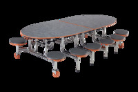 Mobile Stool Tables, Elliptical, AmTab