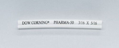Dow Corning Transfer Tubing, Pharm-50 Platinum-Cured Silicone, 1/4" ID×3/8" OD; 50 Ft