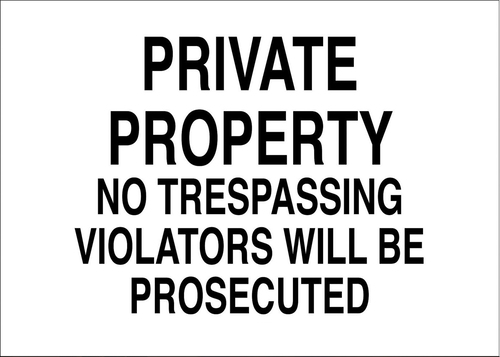 Sign Private Property No Aluminium 10X14in