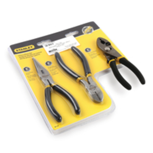 Plier Set Includes 6-inch nose/side cutter, 6-inch wire cutter, and 6-inch adjusting plier