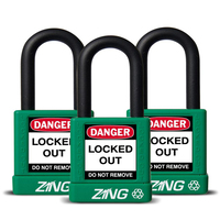 ZING Green Safety RecycLock Safety Padlock, Keyed Alike,1-¹/₂" Shackle, 1-³/₄" Body, 3 Pack, ZING Enterprises