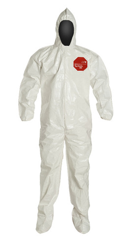 DuPont™ Tychem® 4000 Coveralls with Standard Hood and Attached Socks, Bound Seams