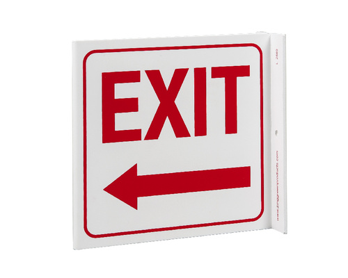 ZING Green Safety Eco Safety Projecting Sign, Exit Left Arrow, ZING Enterprises