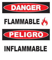 ZING Green Safety Eco Safety Sign Bilingual, DANGER, Flammable Inflammable