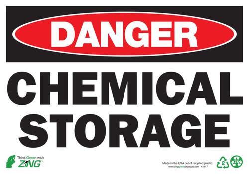 ZING Green Safety Eco Safety Sign, DANGER Chemical Storage