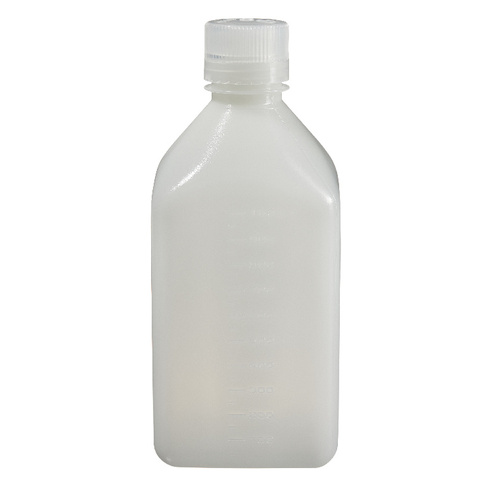 NALGENE* Square Bottles, High-Density Polyethylene, Narrow Mouth