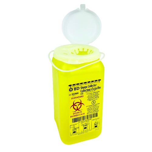 Container, Sharps, 1.4L, Durable, puncture-resistant containers designed for the safe disposal of used medical needles and other medical instruments