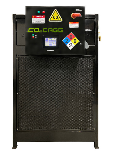 CO2 Cage, For Extractors 6E-140/3E-180, 16-100 lb, CO2 tanks w/ integrated scale, Touchscreen & data logging for load cell monitoring of usage, onboard heater, CO2 alarm, and visual alarms. DOT & TC, GMP documentation, batch & data tracking, 3ph/2YR Warranty/UL/CSA/ISO/ASME, voltage: 208V