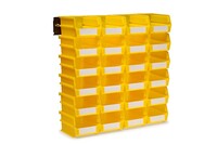 Wall Storage Unit with 24 Poly Bins and Wall Mount Rails, 5³/₈" Depth