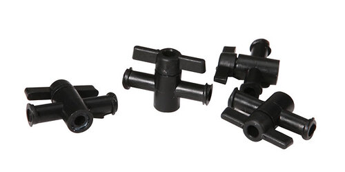Masterflex® Fitting, Black PVDF, One-Way, Stopcock with Female Luer Lock Connectors; 10/PK