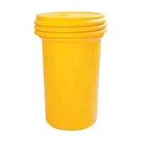 Lab Pack Open Head Poly Drum, 55 Gal, Screw-on Lid, Yellow, Dimensions, Exterior: 26.5in (67.3 cm) Top, 19.38in (49.2 cm) Bottom, 40in (101.6 cm) Height