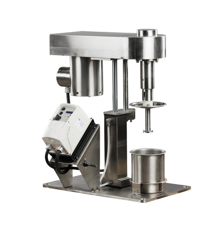 Dissolver, high speed, single shaft, heavy duty V-12-1 delivers ultimate dispersion, de-agglomeration and dissolving technology, made to disperse 1/4 to 1 gallon batch of material up to 5000-6000 cP, this variable speed unit operates quietly with minimal vibration and has lift for easy pot changes