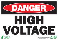 ZING Green Safety Eco Safety Sign, DANGER High Voltage
