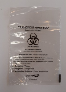 Transport bag with biohazard symbol