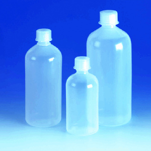 Bottles, narrow neck, round, LDPE, with screw caps
