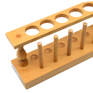 6-Place wooden test tube rack closeup