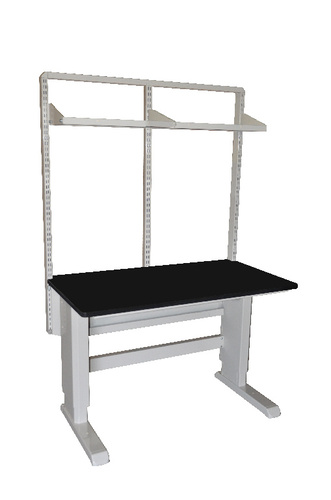 VWR® C-Leg  C-Leg Bench Frame with Top, Double Bay Uprights and 2 Shelves