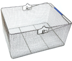 Wire basket with handle, stainless steel, electro-polished