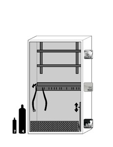 Accessories for gas storage cabinets