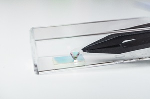 Spectrophotometer cuvettes, one droplet