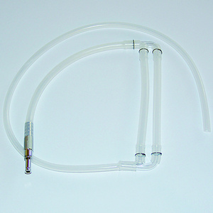 Filling tube set, complete with double pump tube and long filling nozzle