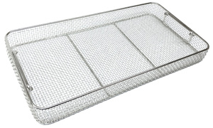 Wire basket, square form, with 2 handles, stainless steel, electro-polished
