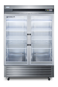 Medical laboratory series refrigerator with glass doors and casters, 49 cu.ft.