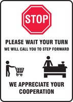 Social Distance Signs; Stop Please, Wait to be Called, Accuform®