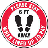 Social Distance Slip-Gard™ Floor Signs; Please Stay 6' to Pay (Footprints), Accuform®