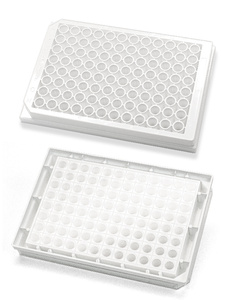 Polystyrene assay plates, 96-well, clear bottom, white