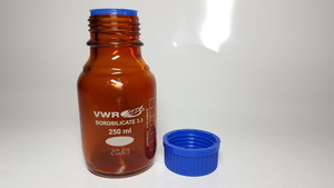 Amber-coated laboratory bottle