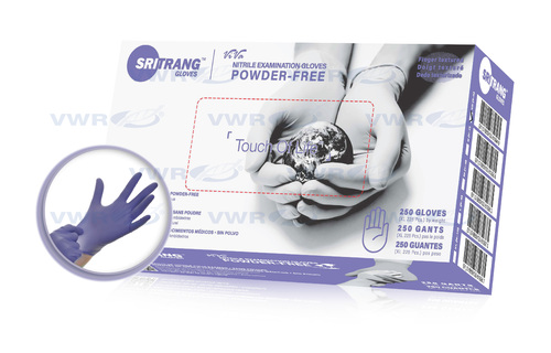 Violet Blue Nitrile Examination Gloves, 3.5 g, Sri Trang