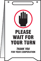 Social Distance Fold-Ups® Floor Sign; Please Wait Your Turn, Accuform®