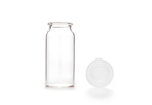 20 ml snap cap vial ND22, 55×26 mm, clear glass, 1st hydrolytic class; with 22 mm PE snap cap, transparent, closed top