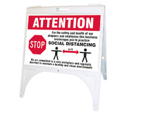 Social Distance Quik Sign Fold-Ups®; Attention, Stop, Accuform®